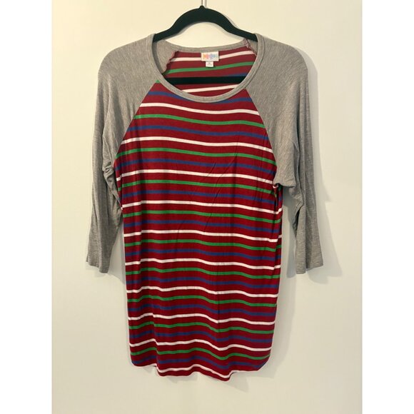 LuLaRoe Randy Baseball Tee Size Medium 3:4 Sleeves Striped‎ Raglan-Style Spandex - Picture 1 of 6